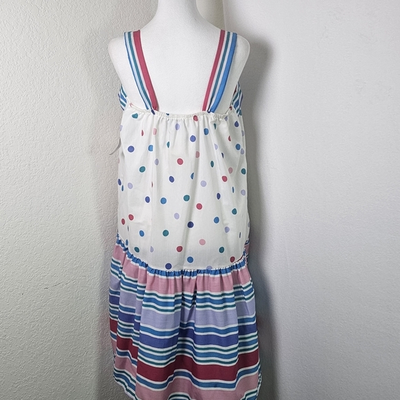 VTG 1980's Its A Charm Deadstock Multi Color Polka Dot/Stripe Dress Whimsy Sz L - Picture 7 of 16